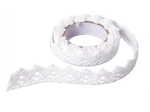 Puntilla de algodón adhesiva. Color blanco.