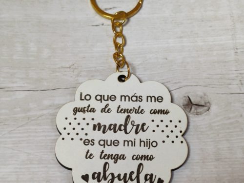 Llavero blanco. Frase Mamá.