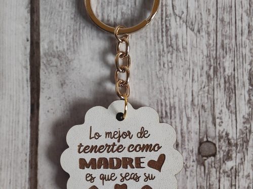 Llavero blanco. Frase Mamá.