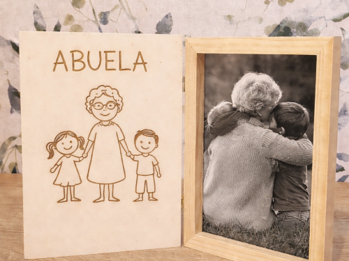 Marco tipo libro con tapa. Personalizado. Abuelos.